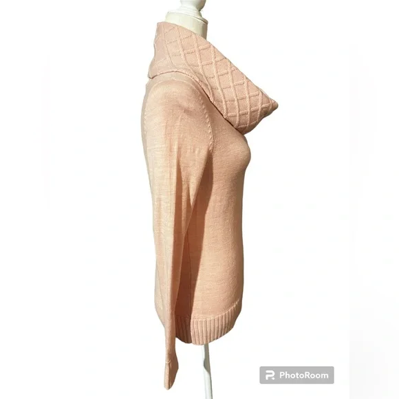 Susan Bristol 100% Merino Wool Light Pink Cowl Neck Sweater Size Medium - Picture 5 of 14